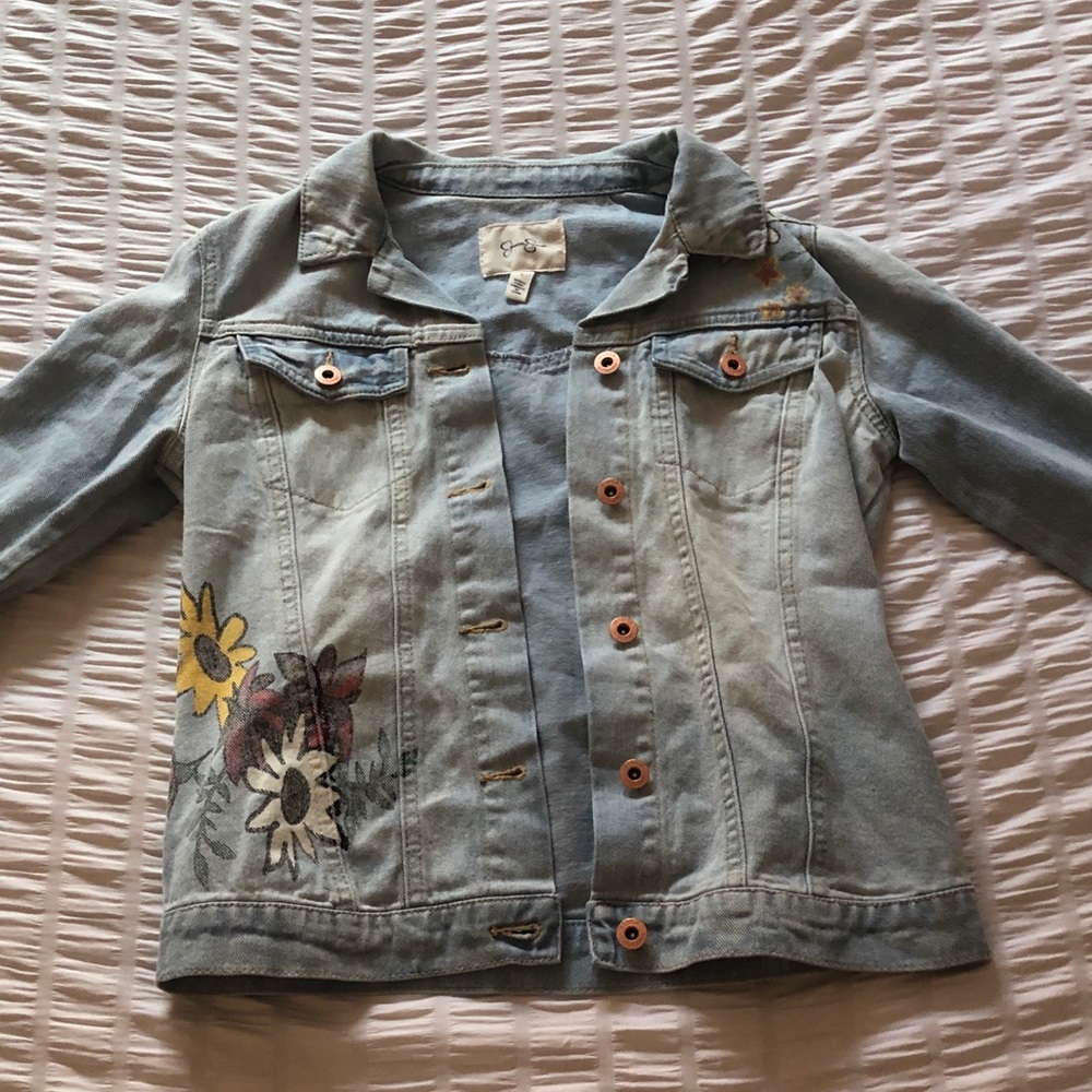 Denim Jacket with Floral Print